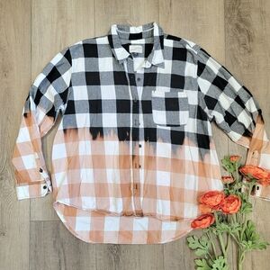 Universal Thread Buffalo Plaid Flannel Black White Checkered Size XXL 2XL